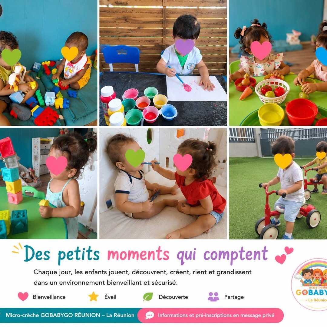 Enfants qui jouent, peignent et font du tricycle